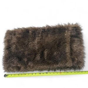 Faux Fur Stole Scarf – Brown with Plaid Lining Cozy Winter Wrap